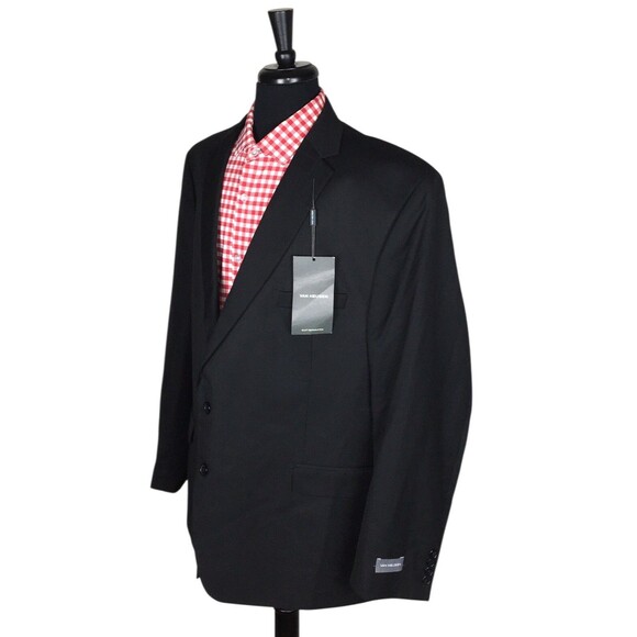Van Heusen Big & Tall Men Solid Black Polyester Blend sport Coat Size 54R